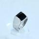 stainless steel ring with black enamel color LRX67