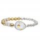 Natural Quartz Faceted Agate Handmade Beads Bracelet Gold Plated With Gold Leaf