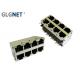 Brass Shield Mag Jack RJ45 2x4 Multiple Port Connectors For Switches Routers