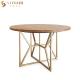 120cm Natural Round Solid Wood Top Dining Table With Metal Legs