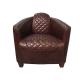 Brown Genuine Leather Single Aviation Sofa Chair With Armrest Living Room Office