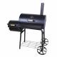 Surface High Temp. Powder Coated Two Chambers Offset Smokers Trolly BBQ with Chimney