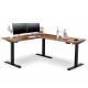 Modern Design Style Brown Wooden L Shaped Height Adjustable Table with Triple Motor