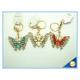 Rhinestones Butterfly Shape Keychain Zinc Alloy Gold Plated Animal Metal Crystal KeyChains Ring Holder