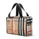 Women Khaki Stripe PVC Makeup Storage Bag For Travel