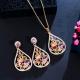 Women CZ zircon pendant necklace earrings ring copper jewelry set CZ Crystal Necklace and Earring Sets