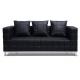 Metal Base 18 Inch Living Room Couches Black Leather With High Density Foam