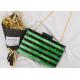 Pearl Gold Foil Acrylic Clutch Bag Light Green And Black Color With Splicing