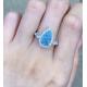 18K White Gold CVD Diamond Ring 2.32ct Blue Pear Cut Engagement Ring Jewelry
