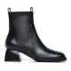 Customized Women Heeled Shoes Black Square Chunky Heel Leather Boots Round Toe
