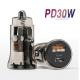 C Transparent USB Type Car Charger Fast 30W 6A QC3.0 PD For IPhone 13 Pro Max