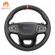 Custom Hand Stitching Black Smooth Faux PU Artificial Leather Steering Wheel Cover for Ford Ranger Everest 2022-2023
