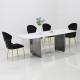 Arc White Luxury Marble Dining Table With Brushed Black Legs