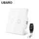 2Gang Smart Home Devices Wireless Remote Switch With Input Voltage 100-240Vac 50-60Hz And Tempered Glass Panel