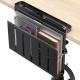 Desk Side Storage No Drill Vertical Laptop Mount with Cable Tray and Hanging Organizer