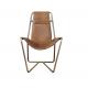 Metal Base Brown Leather Reading Chair , Leather Easy Chair Recliner Top Grain Leather