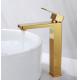 Polished Golden Brass Sanitary Ware Faucet Single Handle Wash Basin Tap
