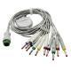 10 Lead Wires Biocare EKG Cable 3.6m Grey TPU Jacket With Banana 4.0 Connector