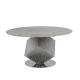 Customized Round Marble Table Dining Shiny Silver Wave Panel