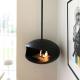 Black Modern Indoor Ceiling Mounted Cocoon Hanging Bioethanol Stove Fireplace