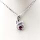 925 Sterling Silver  5mm Round Pink Cubic Zircon Pendant Necklace (P47)
