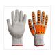Grey PU Palm TPR Back HPPE Impact Safety Gloves For Wood Working