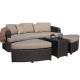 Rattan/ wicker pool lounger sofa chair with ottomans & tables---6125