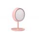 Pink LED Cosmetic Mirror 80 Adjustable Swivel With Round Natural Light Touch Screen Mirror