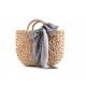 Round Wrist Beach Woven Bag , Handmade Crochet Handbags Corn Skin Material ODM