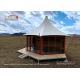 Outdoor Hotel Luxury Glamping Tents High Peak White Roof And Aluminum Structure