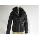 Ladieswear Black Zip Through Suede Bonded Jacket With Fur Collar FAK18CA3695