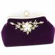 Purple Velvet Fabric Evening Clutch Bag For Women Flora Diamond Decoration OEM