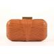 High - End Genuine Ladies Orange Clutch Bag Vintage Metal Lock With Cow Leather Pattern