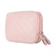 Double Zipper Pink PU Leather Square Travel Makeup Bag