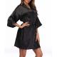 Black Sexy 100% Mulberry Silk Nightgown Short Plain Dyed 200Gsm Weight