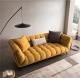 Tufted Sectional Loveseat Sleeper Sofa Bed Pull Out Yellow Velvet