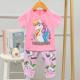 Colorful Kids Sleeping Suits Short Sleeve soft skin friendly Cute Unicorn Pajamas