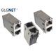 2 Ports Stacked Magnetic Rj45 Ethernet Jack 2X1 10G ICM Non POE With Light Pipe