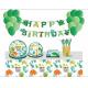 Party Decoration Paper Plate Set Dinosaur Theme Banner Cutlery Tableware Set Paper Plate Set