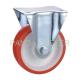 SGS 6 Inch Rubber Caster Wheels , Red Fixed Industrial Trolley Wheels