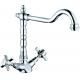 Special Kitchen Mixer Taps Double Handles Chrome Finish 250 Mm Height