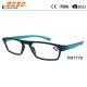 New arrival and hot sale plastic reading glasses,plastic hinge with long temple, suitable for women and men