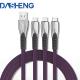 Zinc Alloy 3A Fast Charging Cable 3 In 1 USB 2.0 Transfer Data
