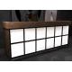 Luxury Wooden Veneer Surface Grocery Store Checkout Counter With Lighting Box