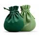 Green Fabric Drawstring Gift Bags Small Round Velvet Jewelry Bags