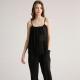 Black Strappy Loose Ladies Black Camisole Tops 55% Linen 45% Cotton