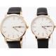 Charm Mens Stainless Steel Watch / Black Leather Wrist Watch Pair For Couples