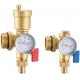 6011-A+6012-A Brass Manifold Parts Integrated Supply Air-vent G1/2 Nut Threaded Flushing Drain Valves w/ meter outlets