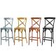 PP Plastic Outdoor Bar Stools X Cross Back Stackable Polypropylene Bar Stools