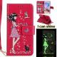 Samsung Luminous 3D Girl pattern leather Case with Cash Slots Stand Wristlet